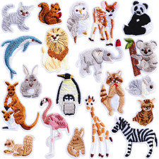 20PCS Animals Embroidered Patches, Zoo Animals Iron on Patches, Cute Embroidered