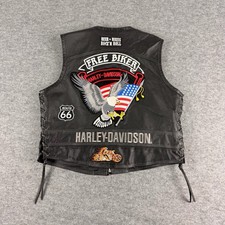 Harley-Davidson 90's Biiker Black Leather Vest American Eagle Route 66 Size XL