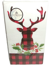 CHRISTMAS GUEST NAPKINS 15 Ct 3 Ply 15.75" X 13" PLAID STAG