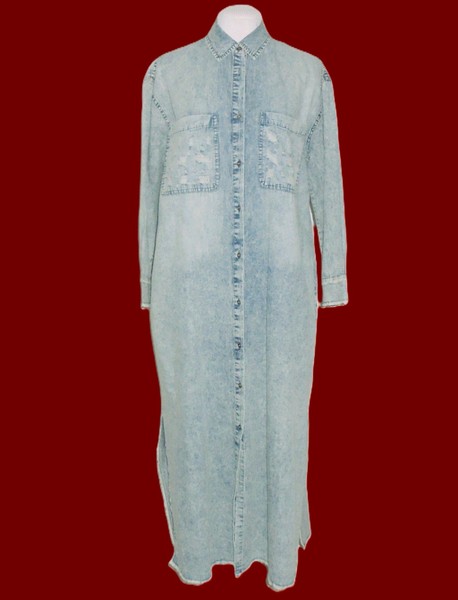 BEAUTIFUL KINNEY RELAXED FIT DENIM MAXI SHIRT DRESS size S