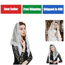 FANFAN Triangle Mantilla Veil Lace Chapel Veil for Women