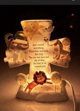Baby Christian Night Light Cross Nursery Lamp Jungle Animals Baptism Gift Lion