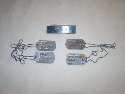 (4) Vintage Original USMC Dog Tags Family Members plus  Name Tag