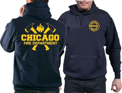 CHICAGO FIRE Dept. axes and flames in yellow, navy Hoodie