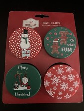 Holiday Time Christmas Bag Clips &ndash; 4 Piece Set.  Cute & Fun!  NEW!