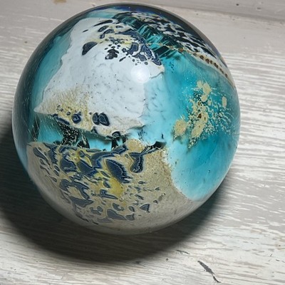Vintage Mdina Malteser Kunst Glas Meer und Sand Muster Bunt Briefbeschwerer.