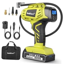 Tire Inflator Portable Air Compressor, 20V Cordless Car Tire Pump, Yellow-green