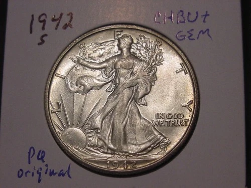 1942-S WALKING LIBERTY HALF ORIGINAL CHOICE + GEM BU NICE BETTER DATE PQ LOOK