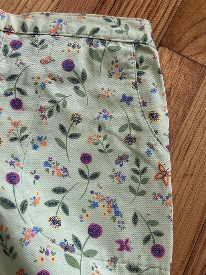 LL Bean девочек sz 12 приключение капри брюки цветочный светло-зеленый - Изображение 3 из 4