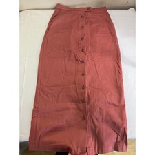 Touch of Blue Vintage Button Front Maxi Skirt Rust Cotton Made in USA Size 8