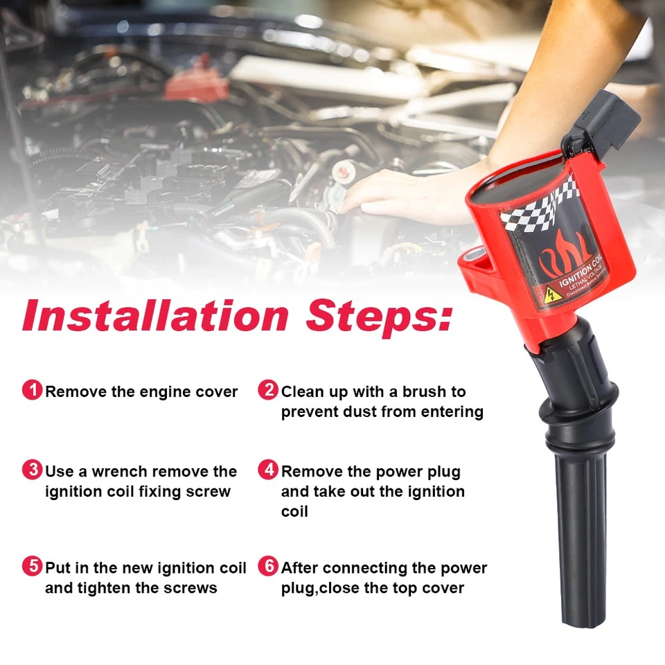 10 Ignition Coil Pack & Iridium Spark Plug For Ford E-350 6.8L V10 DG508 SP479 - Image 4 of 4