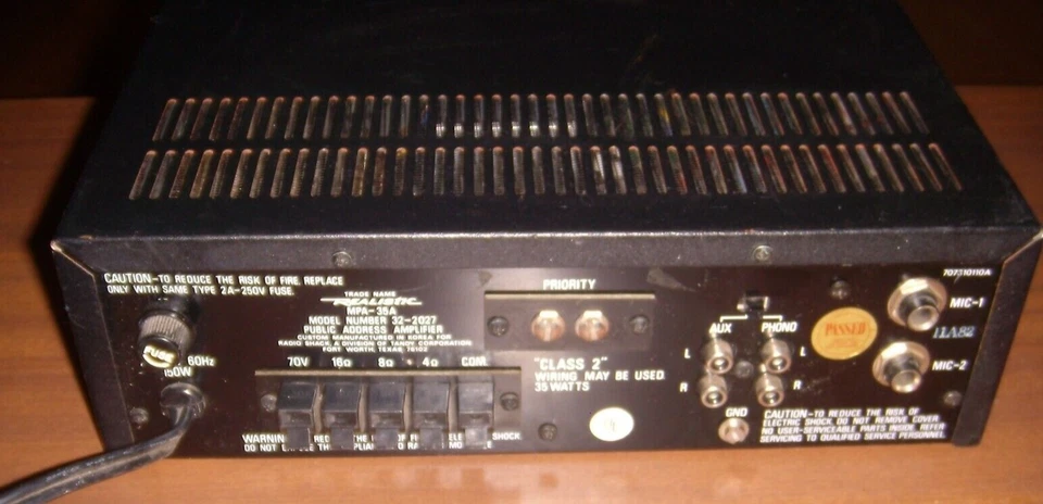 Amplificador PA Amplificador 35 vatios Radio Shack Modelo 32-2027 MPA-35A Realista De Colección (A10) Foto 4 de 4