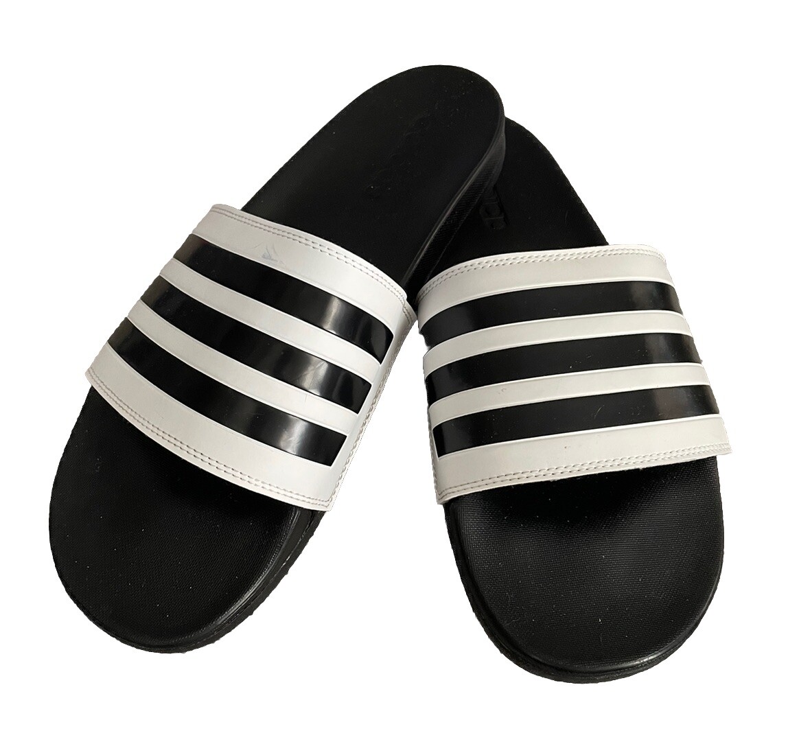 Adidas Adilette Comfort Slides Sandals Black/White Slip On  display picture 2