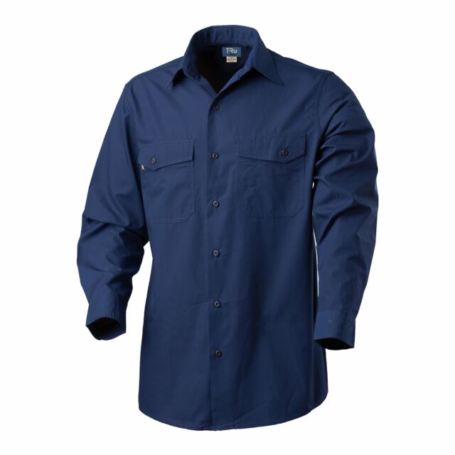 Tru Workwear Cool Performance L/S Cotton Rip Stop (Navy) DS1169