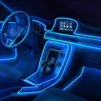 9.8ft Blue LED Car Interior Strip Lights - Easy Install Atmosphere Lighting Kit
