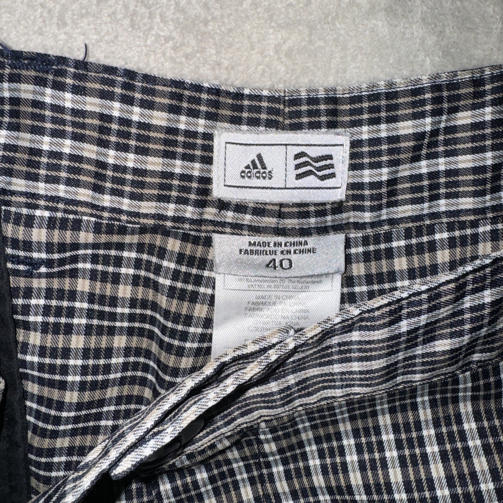 Adidas Shorts Mens 40 Black White Plaid 11