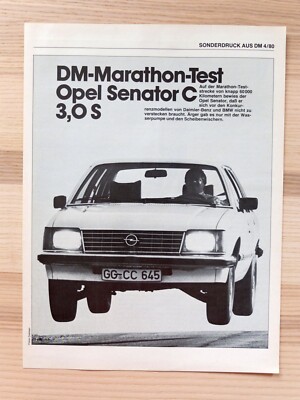 OPEL SENATOR A1 C 3,0 S TESTBERICHT Sonderdruck DM 4/80 PROSPEKT 1980 Brochure