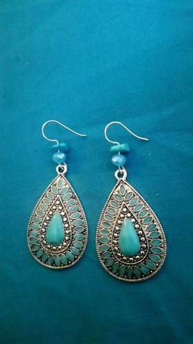 Native American turquoise princess earrings leafs leaf Moroccan - Picture 10 of 10