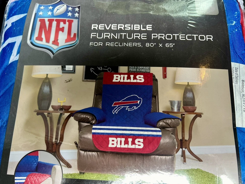 BUFFALO BILLS Silla Reclinable Muebles Cubierta Protectora REVERSIBLE Mafia NUEVO Foto 4 de 4