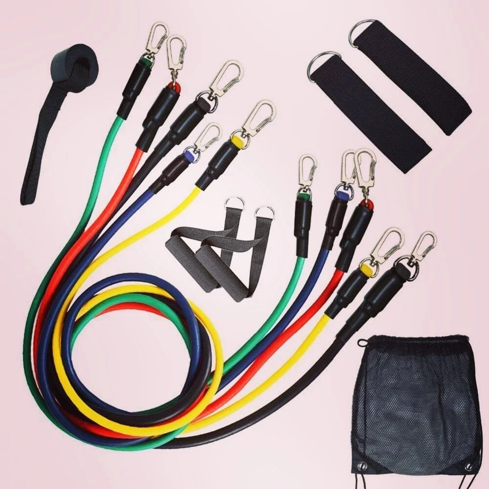 PULL ROPE FITNESS WITH RESISTANCE BANDS & HANDLES SET