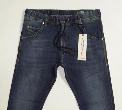 NEW Diesel KROOLEY R-NE Sweat Jeans in Blue Size 28 Tapered Style  