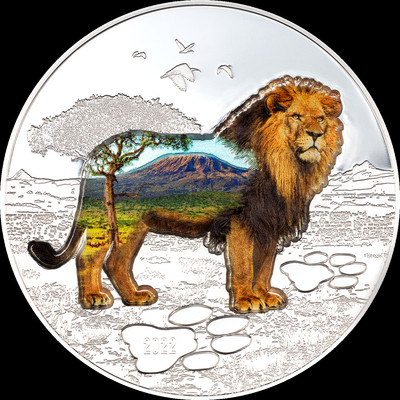 2022 Mongolia Into The Wild Lion 1000 Togrog 2oz Silver Proof Coin
