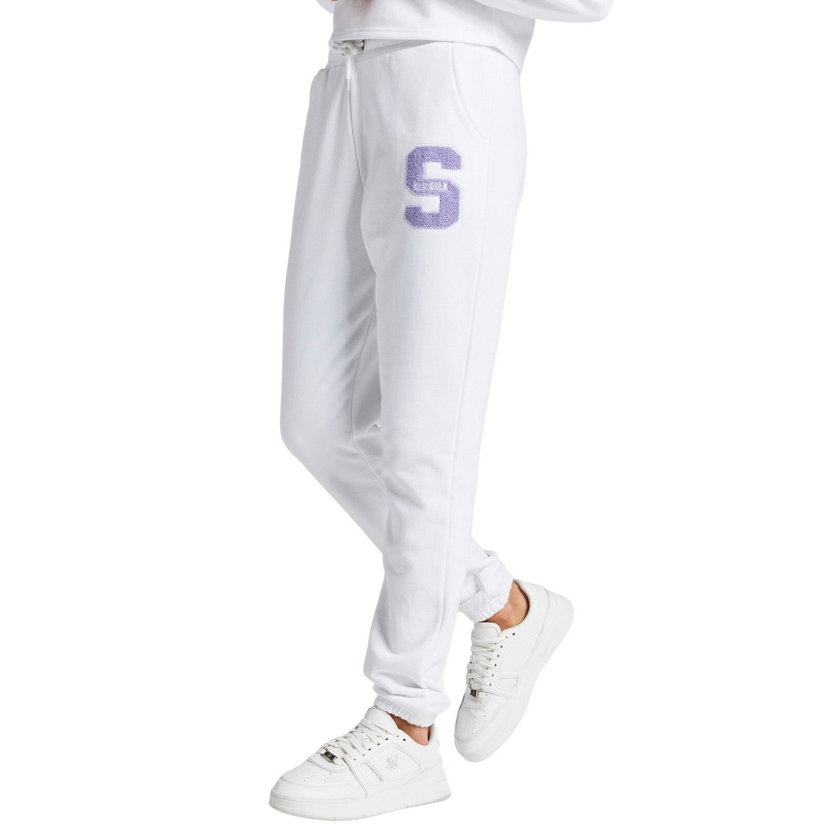 SikSilk Girls Varsity Logo Relaxed Fit Joggers White 11-12 Years