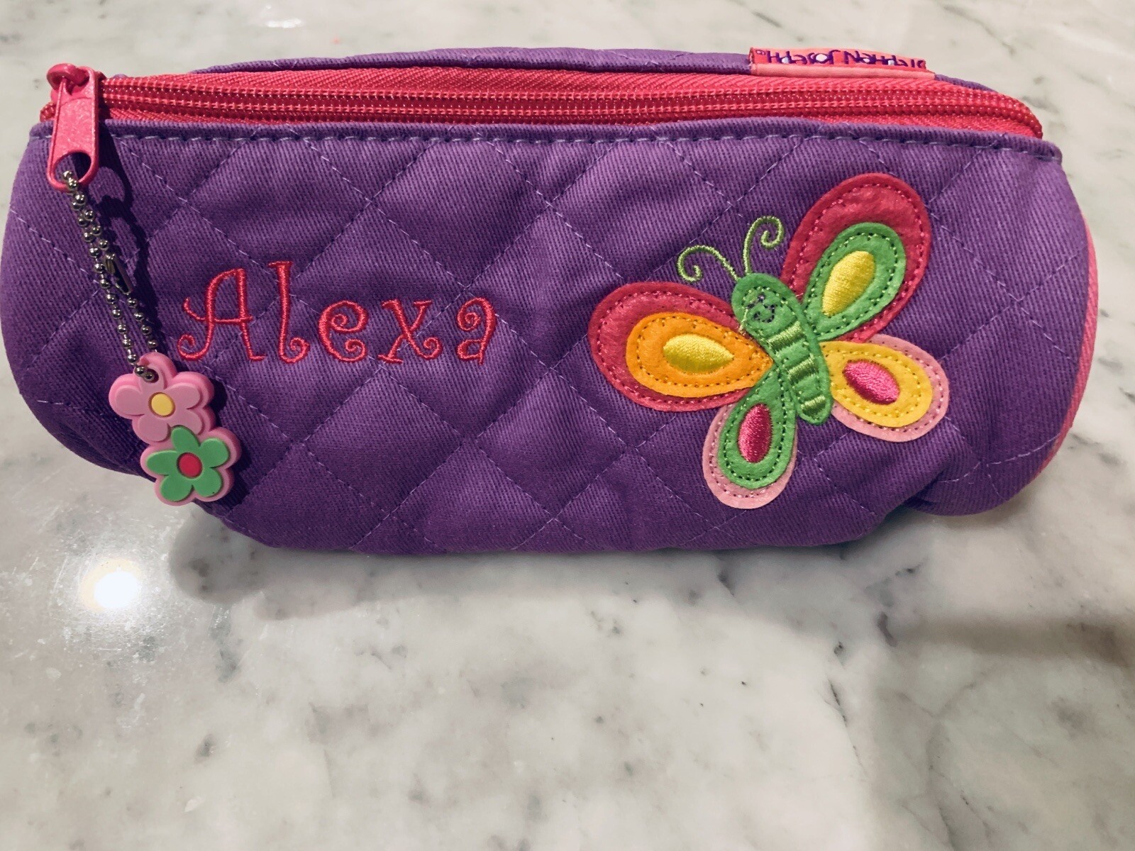ALEXA Personalized BUTTERFLY Pencil Case Makeup Bag purple school kit