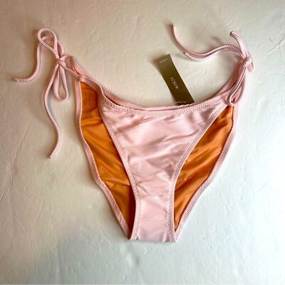 NWT J. Crew Ribbed String Bikini Swim Bottom Light Pink Size M
