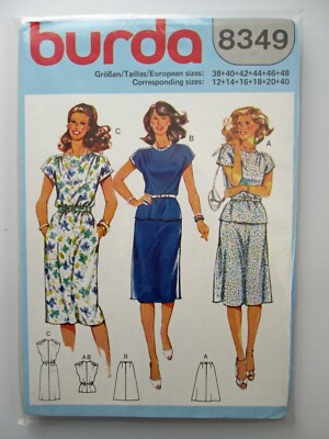Patron De Couture Burda Mode Vintage - Robe Modèle 8349 - Tailles 38 à 48