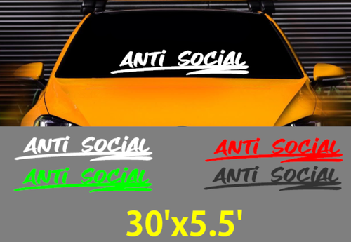ANTISOCIAL Sticker Decal Car Anti Social Club Banner Windshield Window