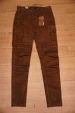 RRL Double RL Ralph Lauren Skinny Leather Cargo Pant Brown Leather 32 Brand New