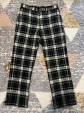 VTG Brooks Brothers Makers 34x31 Mens Wool Green White Plaid Trousers Pleats