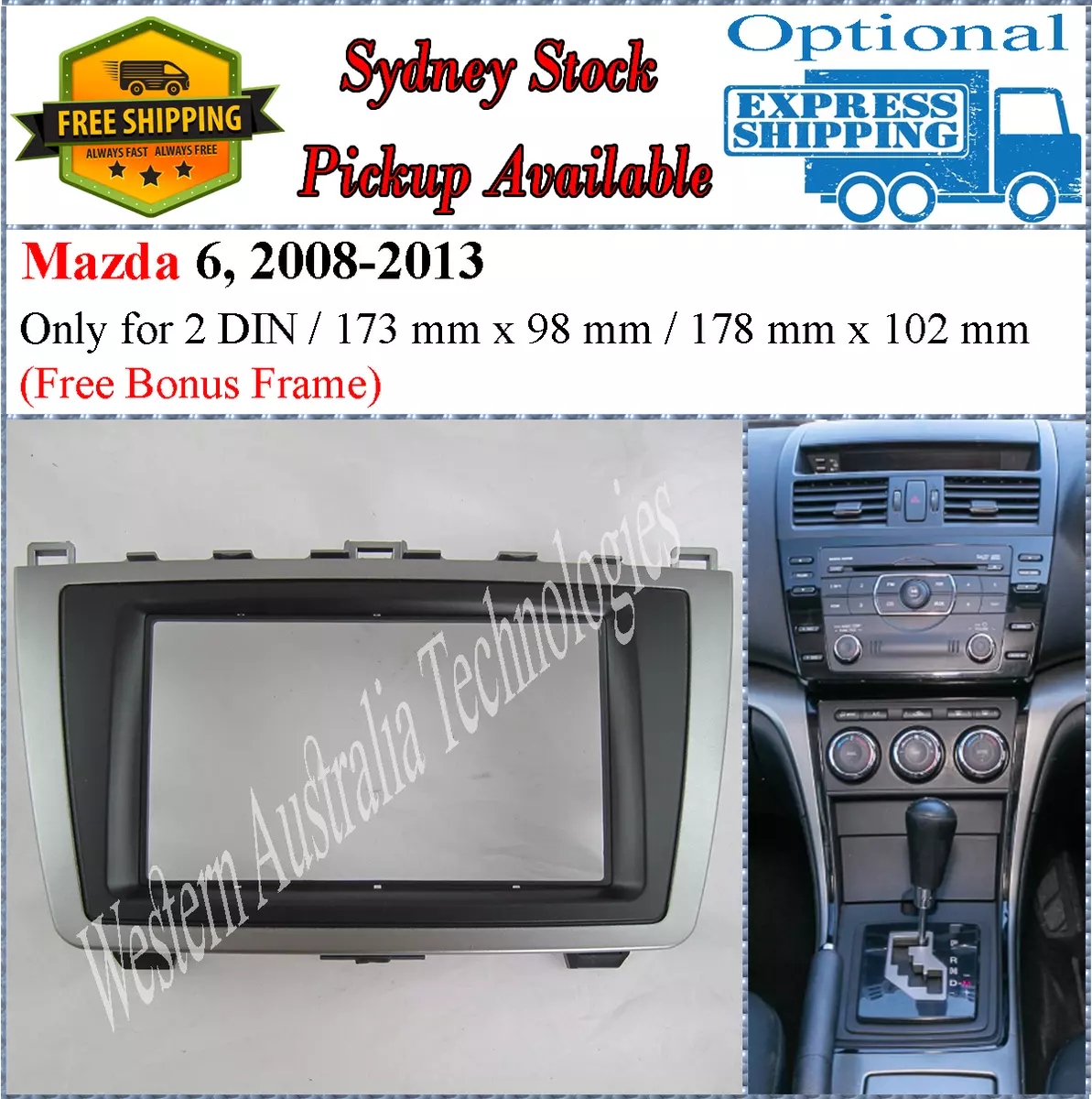 Fascia facia Fits Mazda 6 2008 2013 Double Two 2 DIN Dash Kit