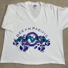 Vintage 90s Ocean Pacific OSFA Crop Top T Shirt Unisex Womens Surf Skate 80s Tee