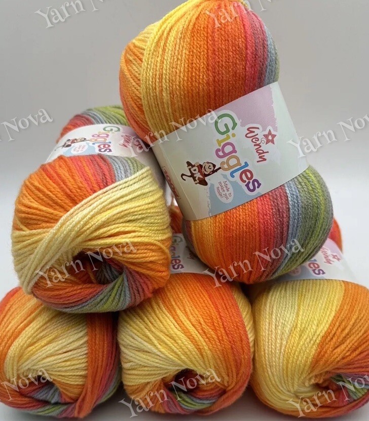 Wendy Giggles Variegated Double Knitting Crochet Yarn Wool - 5x100g Balls -WG01