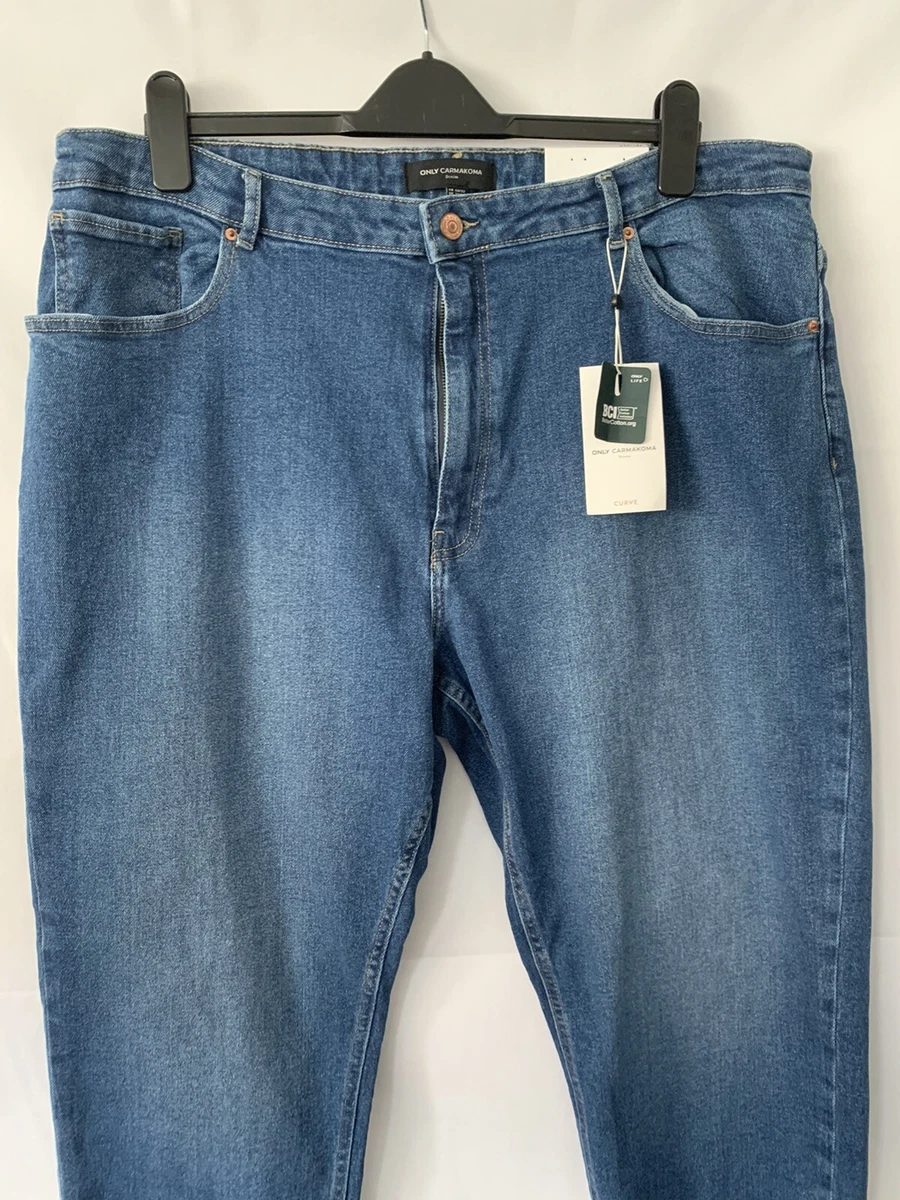 Only Carmakoma Eneda Blue High Waist Mom Denim Jeans Ladies Sz 50 . 39 W BNWT