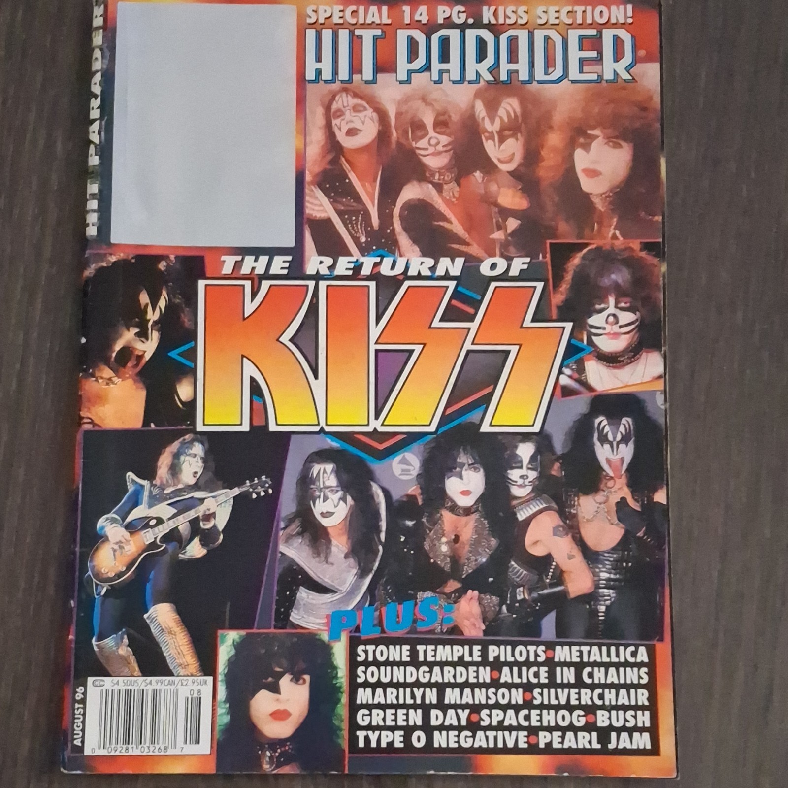 Hit Parader August 1996 Illustrated Magazine Kiss Alice in Chains Green Day