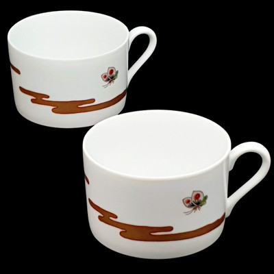 Fitz & Floyd Fleur et Nuages Kaffeetassen x2 Weißgold Japan 1979 Vintage