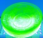 Federal Uranium Glass Sharon "Cabbage Rose" Green 5" Berry Bowls Set of 5