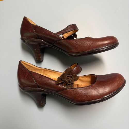 Scarpe Sofft Mary Jane décolleté 9M donna Veronica fiori tacco pelle marrone floreale - Foto 2 di 15