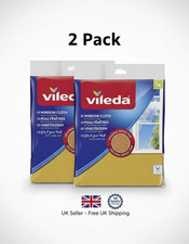 2 Pack of Vileda Window Cloth Glass & Car Chamois Leather Effect Streak Free
