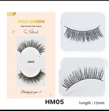 Set of Five pairs of natural-looking 100% human hair false black eyelashes #HM05