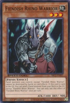 Yugioh! Fiendish Rhino Warrior - SBC2-ENE07 - Common - 1st Edition Near Mint, En