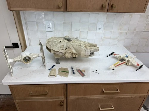 Vintage Star Wars Playset Lot Millennium Falcon X Wing And Tie Fighters 70s