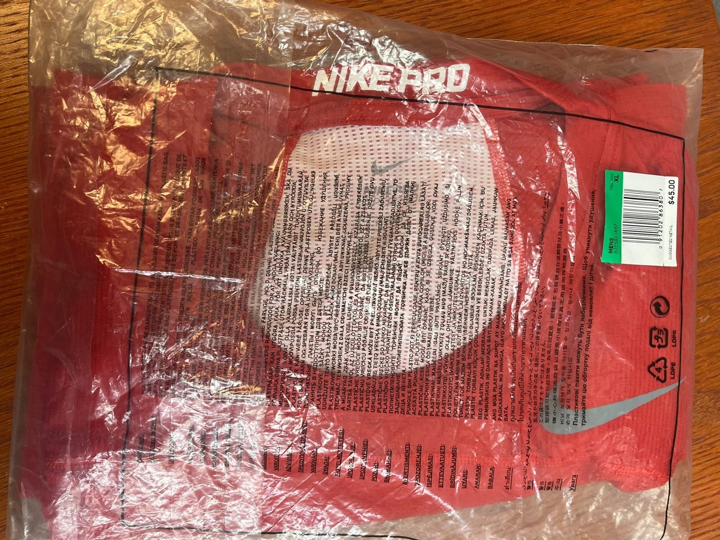 Nike Pro Hypercool Shirt Mens XL Orange Compression Short Sleeve Training Top thumbnail 2