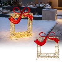 LED Geschenkbox Weihnachten Mit Schleife, Geschenk Weihnachtsdeko Mit Timer IP44