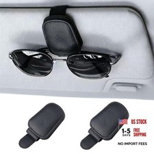2 Pack Sunglass Holder for Car Magnetic Leather Sunglass Clip Universal Black