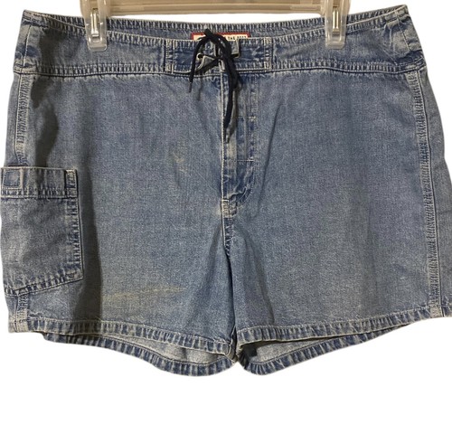Vintage 90er Y2K Old Navy Denim Shorts Damen 34 x 4 Cargotasche hinten Kordelzug - Bild 10 von 16