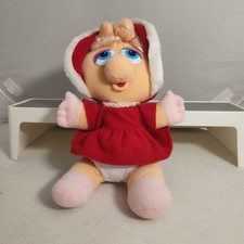 VTG Jim Henson s Muppet Babies Christmas Baby Miss Piggy In Red Dress Plush Toy